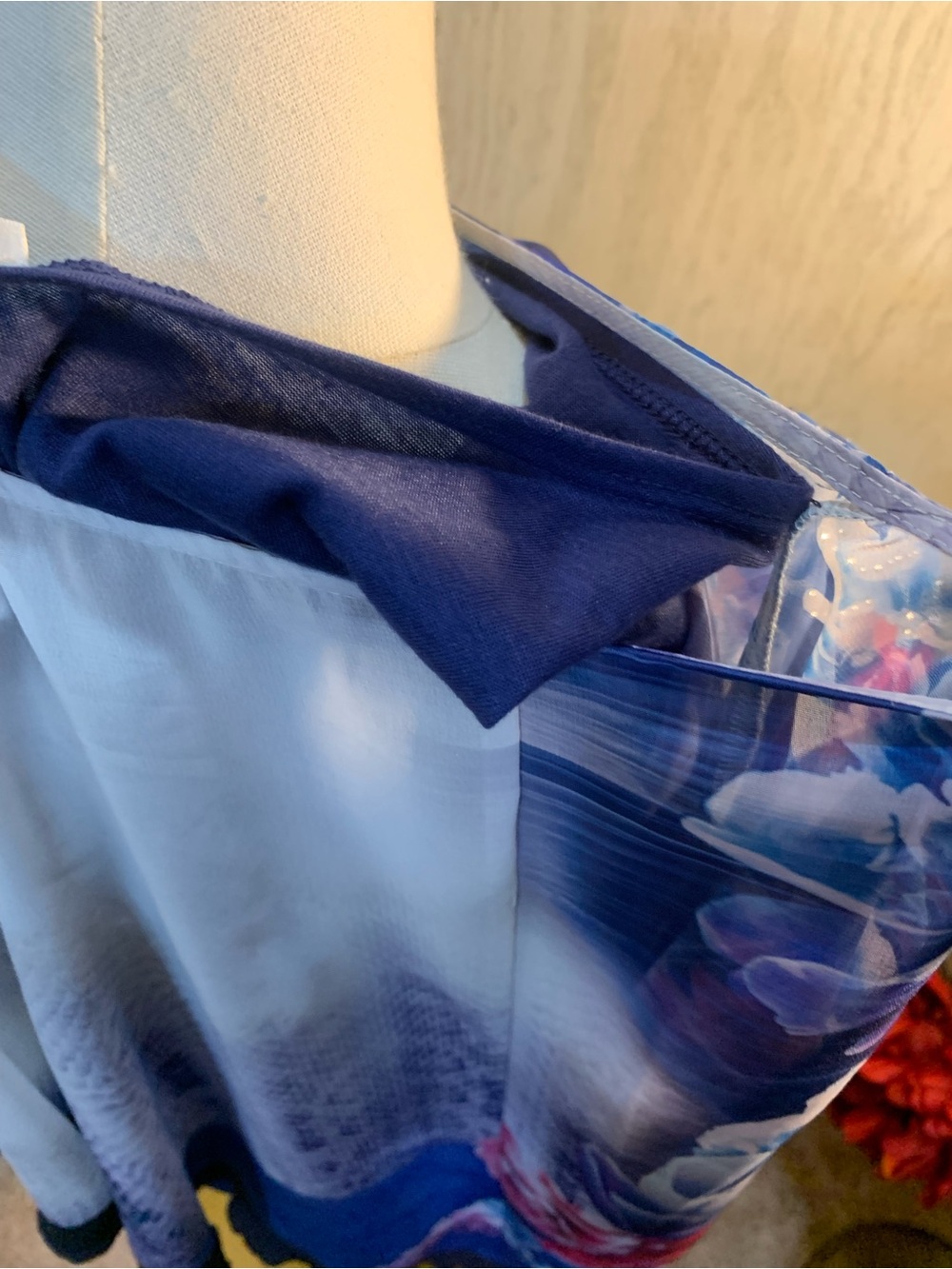 Rebecca Malone Blue and Light Blue Sheer Tie-Neck Blouse - Picture 6 of 7